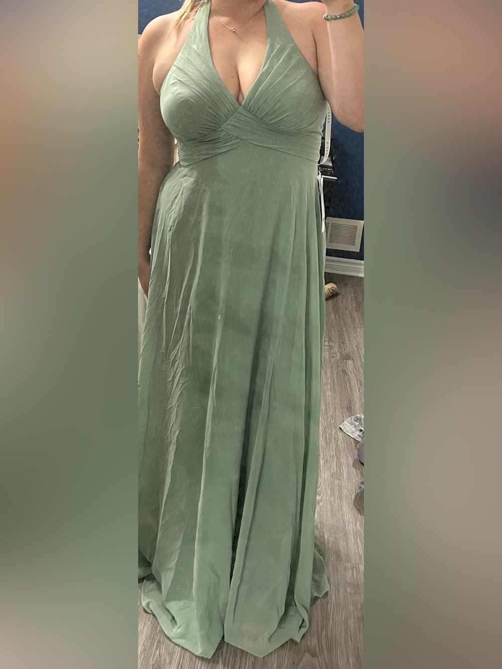 Azazie Olive Green Halter Maxi Dress